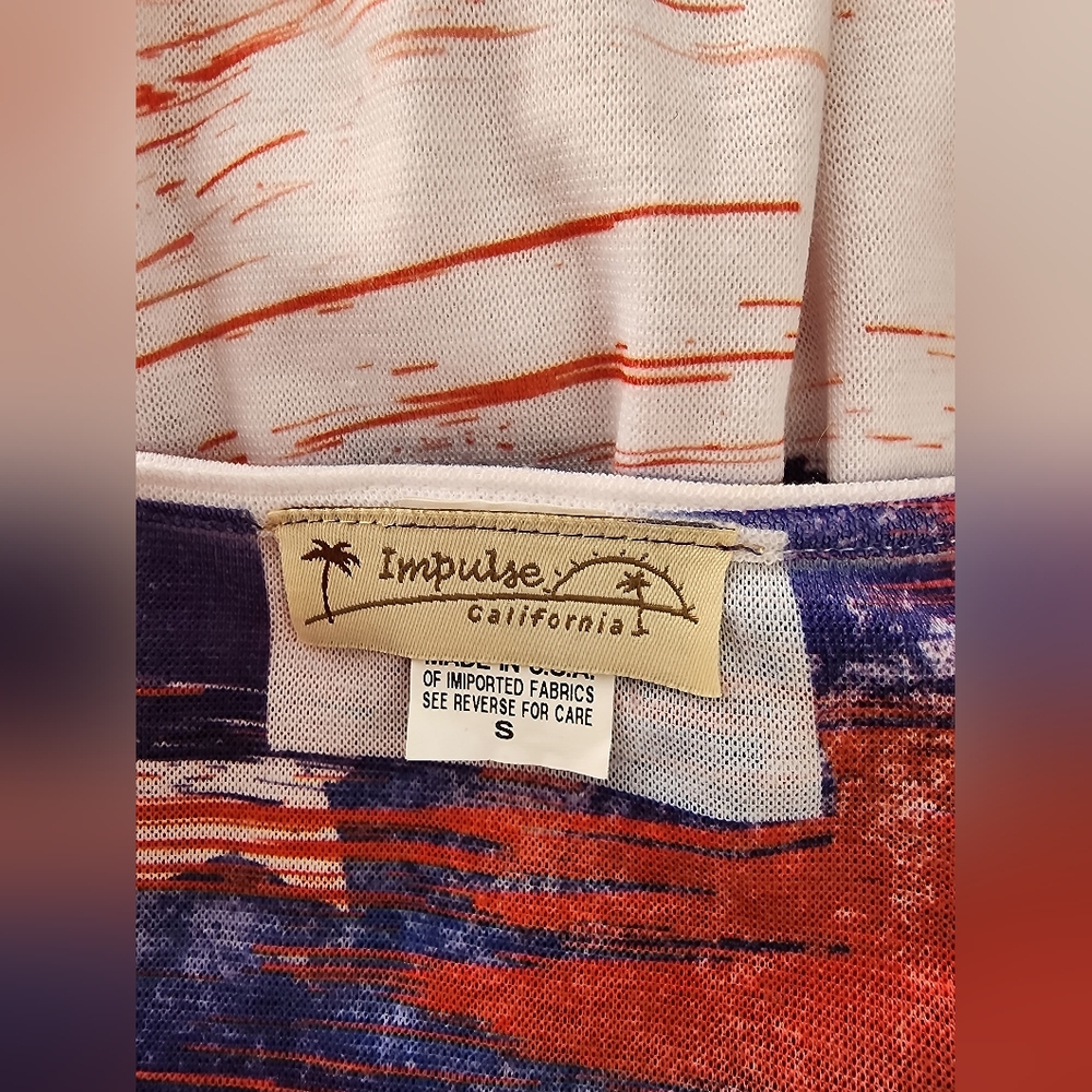 Impulse California Patriotic Stars And Stripes Shirt Red Size S - Picture 9 of 10